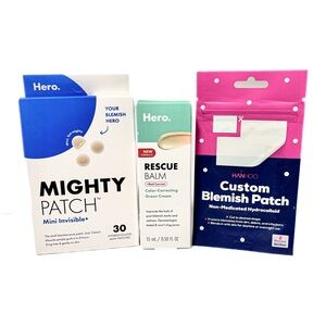 NEW - 3PC Acne Hero & Hanhoo Blemish Patches + Hero Rescue Balm w Red Correct